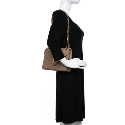 Saint Laurent Grain De Poudre Textured Mixed Matelasse Medium Triquilt Monogram Satchel Dark Latte 2 of 13
