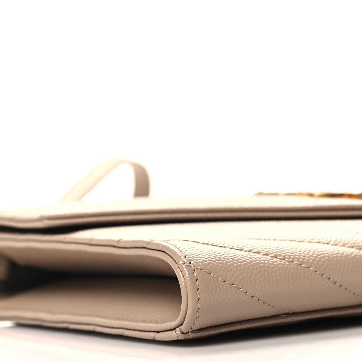Saint Laurent Grain De Poudre Matelasse Chevron Monogram Envelope Clutch Dark Beige 9 of 10