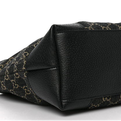 Gucci Jacquard Black Denim GG Monogram Medium Ophidia Shopping Tote Black Ivory 7 of 8