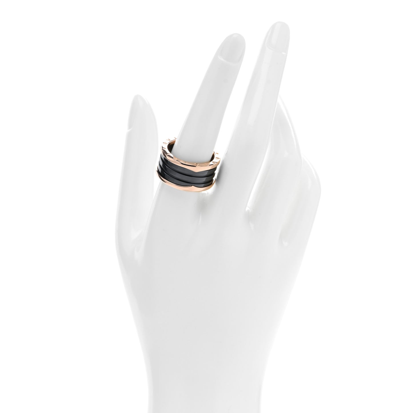 18K Rose Gold Black Ceramic B.Zero1 Four-Band Ring 61 9.5