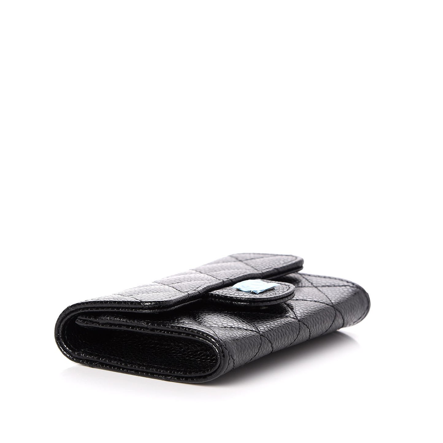 Caviar Quilted Flap Card Holder Black
