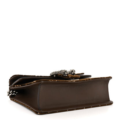 Gucci Velvet Moon Calfskin Crystal GG Monogram Small Dionysus Shoulder Bag Brown Vintage Cocoa Black Diamond 4 of 10