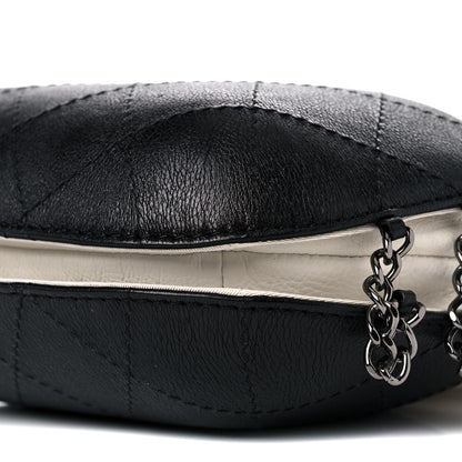 Chanel Aged Calfskin Quilted Small Gabrielle Bucket White Black 9 of 12