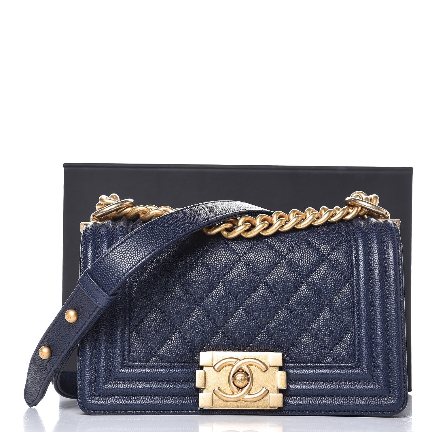 Chanel Caviar Quilted Small Boy Flap Navy 8 of 8
