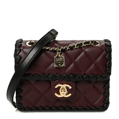 Chanel Lambskin Braided Calfskin Mini Flap Bag Dark Burgundy Black 1 of 12