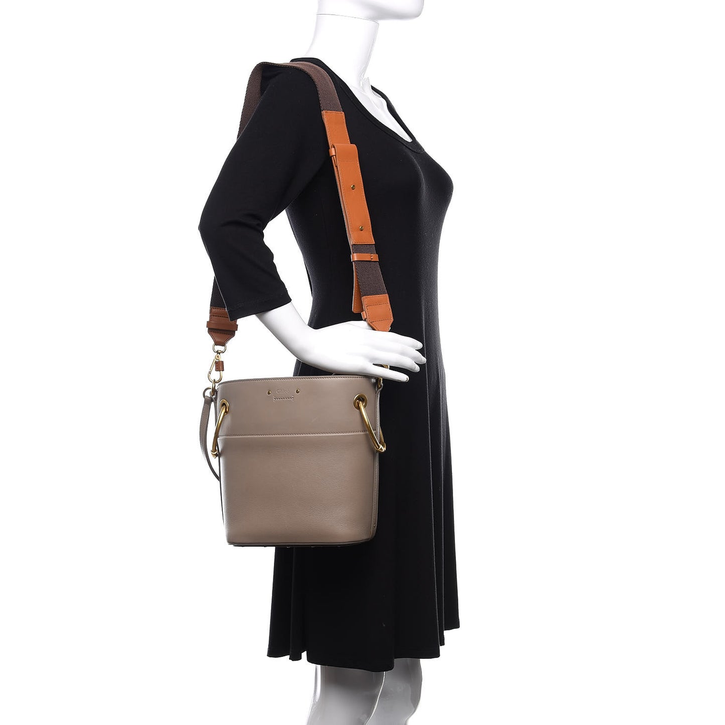 Smooth Calfskin Small Roy Bucket Bag Motty Grey