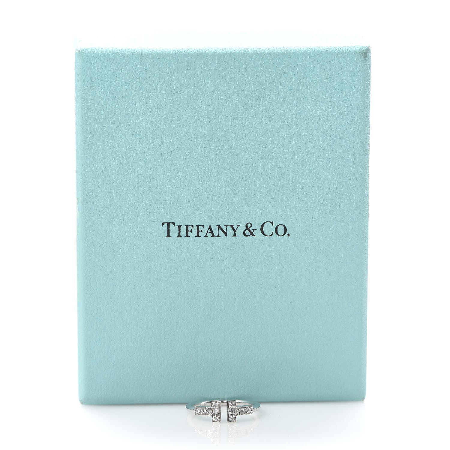 Tiffany 18K White Gold Diamond T Wire Ring 50 5.5 5 of 5