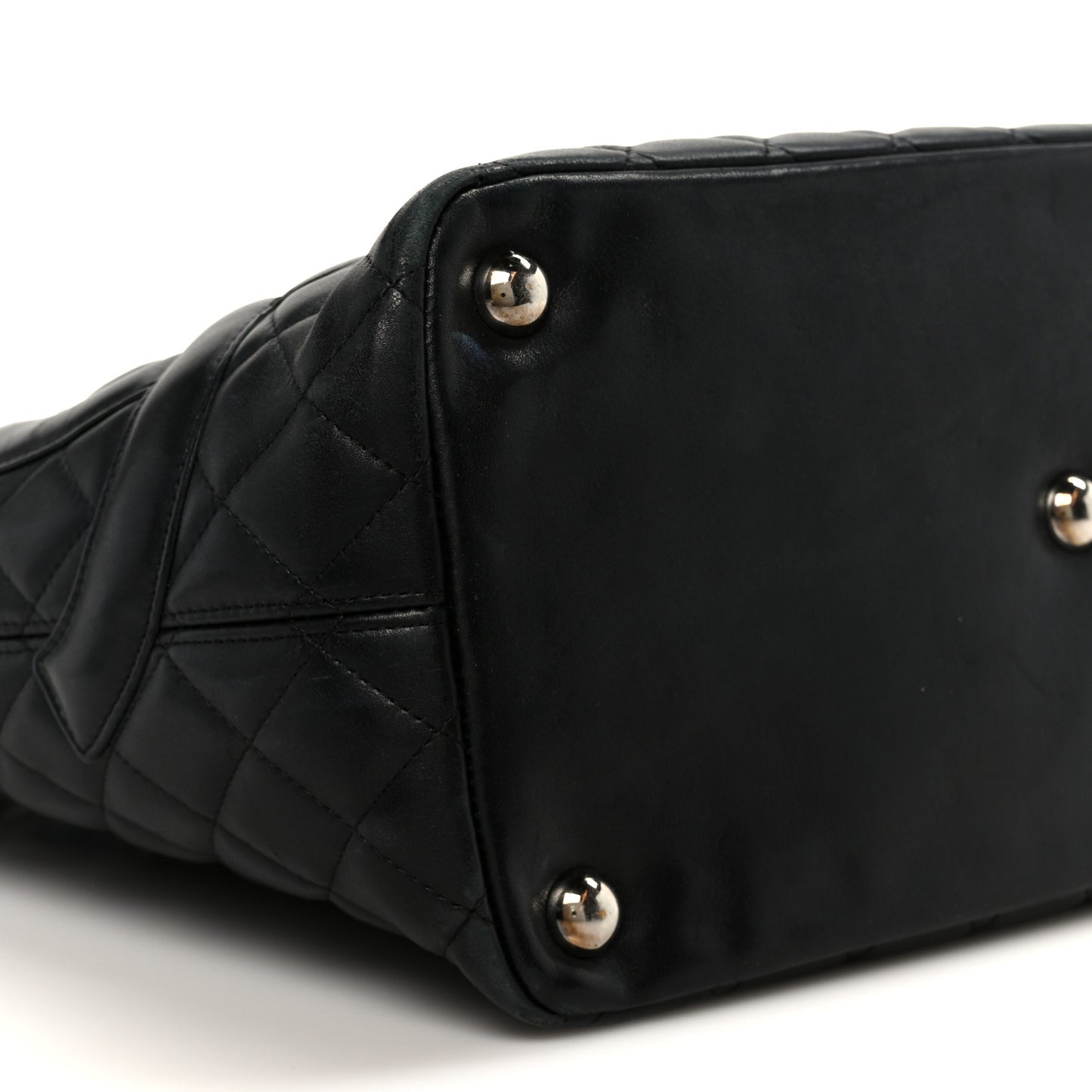 Calfskin Quilted Large Cambon Tote Black