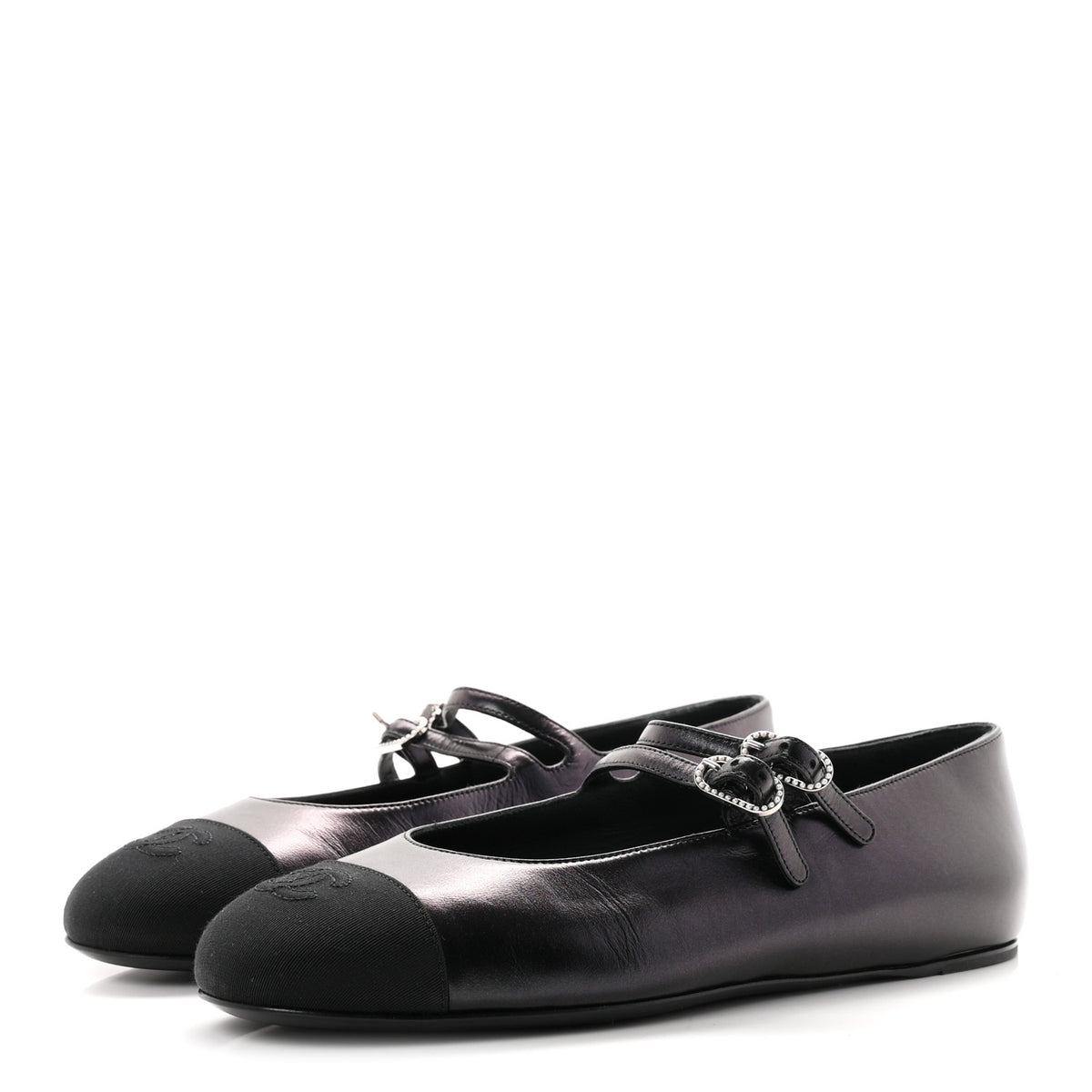 Chanel Lambskin Grosgrain Pearl Mary Jane Flats 38 Black 4 of 9