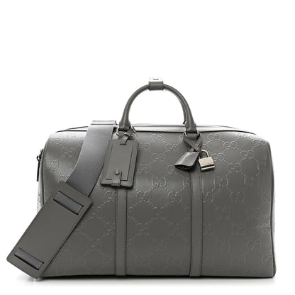 Gucci Calfskin GG Tennis Embossed Duffle Bag  Grey 1 of 10