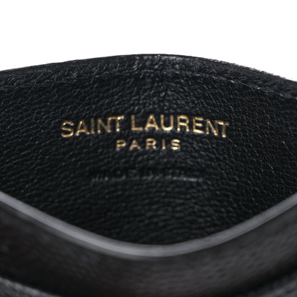 Saint Laurent Grain De Poudre Matelasse Chevron Monogram Credit Card Case Black 6 of 8