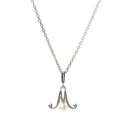 Mikimoto 18K Yellow Gold Akoya Pearl 3.5mm M Pendant Necklace 4 of 5