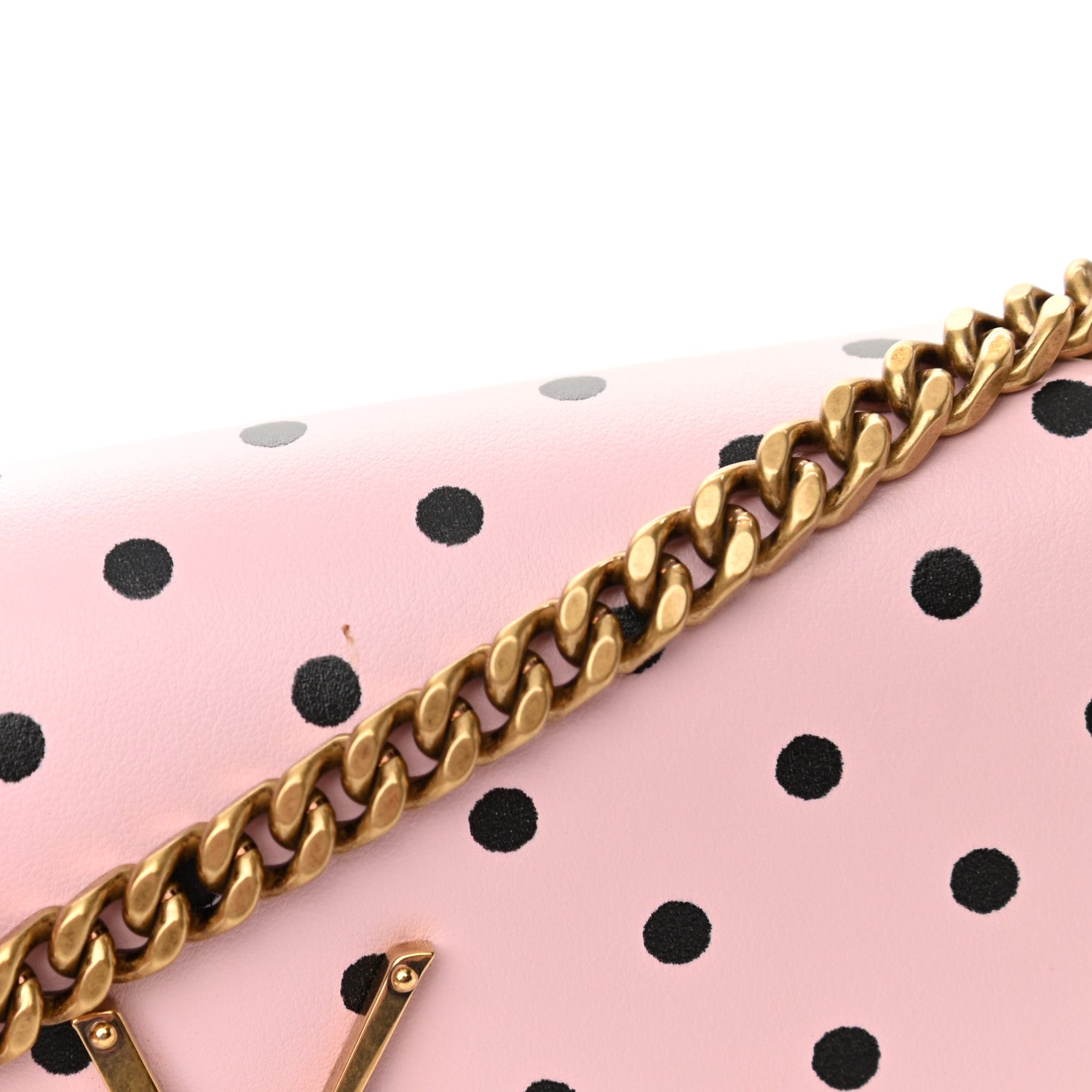 Saint Laurent Calfskin Polka Dot Small Monogram Kate Satchel Rose Black 10 of 10
