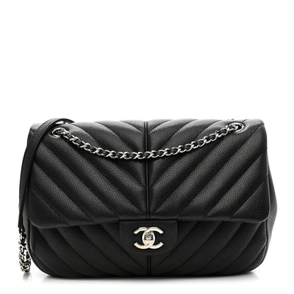 Chanel Caviar Chevron Quilted Puffy CC Flap Black 1 of 10