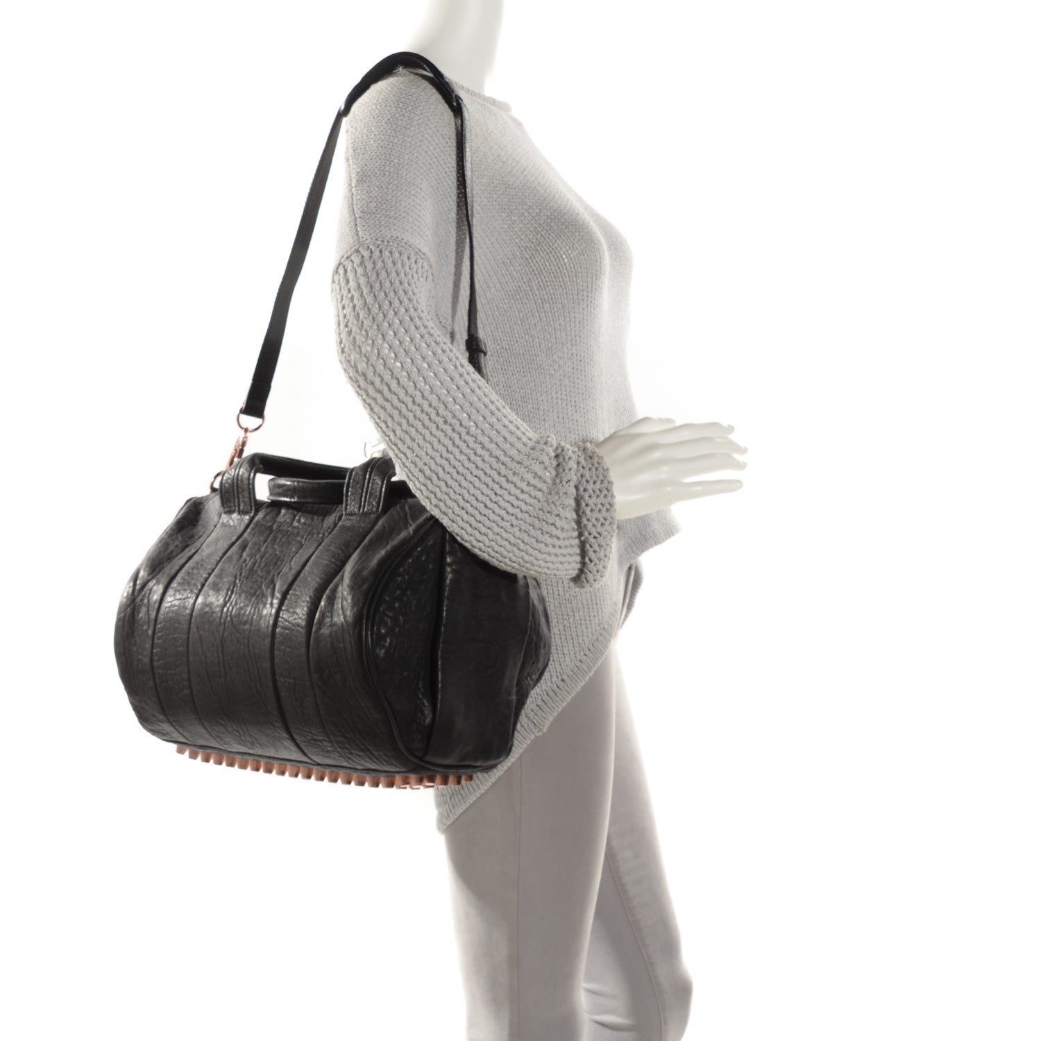 Alexander Wang Pebbled Lambskin Rocco Black Rose Gold Hardware 2 of 7