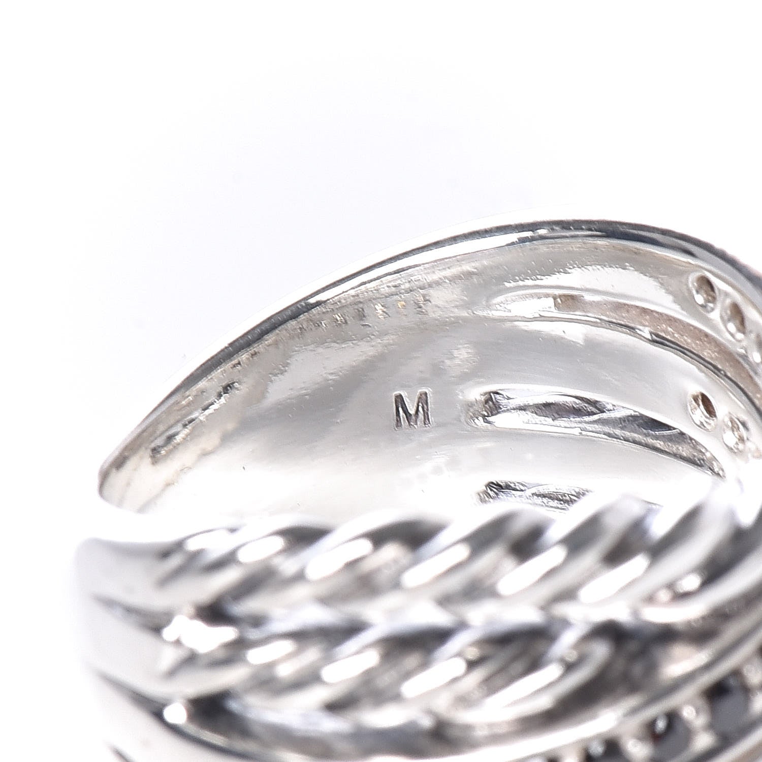 David Yurman Sterling Silver Diamond Black Diamond 11mm Crossover Ring 52 6 5 of 6