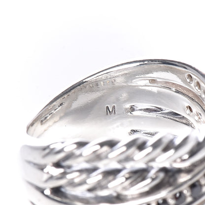 David Yurman Sterling Silver Diamond Black Diamond 11mm Crossover Ring 52 6 5 of 6