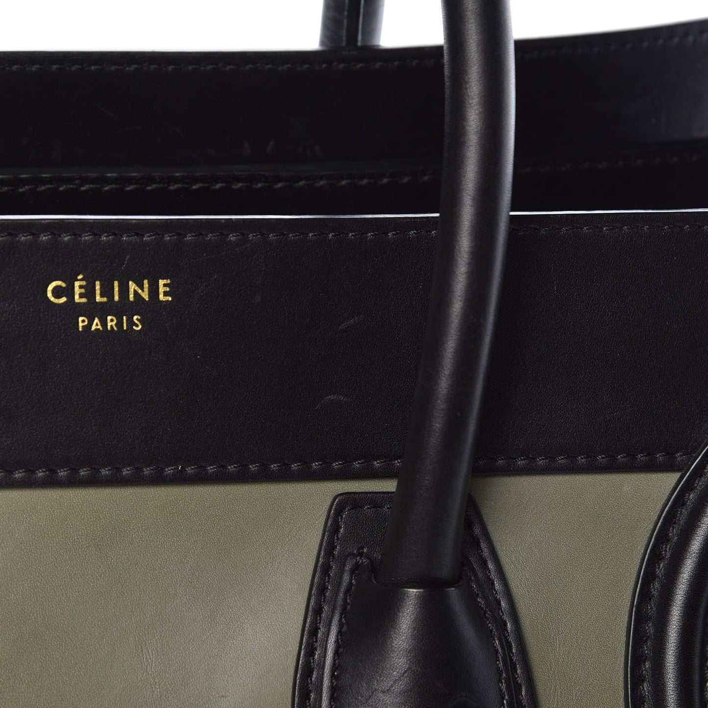 Satin Calfskin Suede Mini Tri-Color Luggage Almond