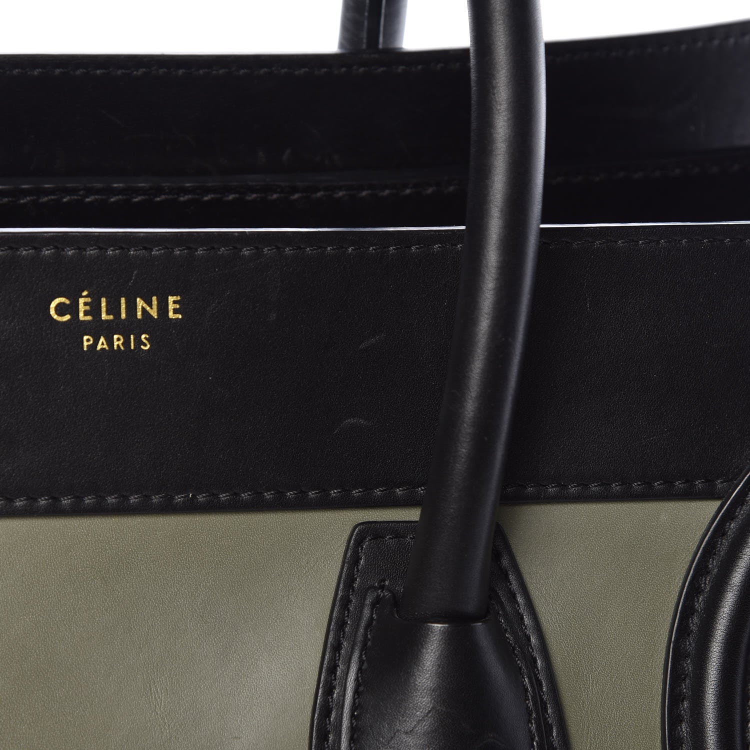 Celine Satin Calfskin Suede Mini Tri-Color Luggage Almond 12 of 13