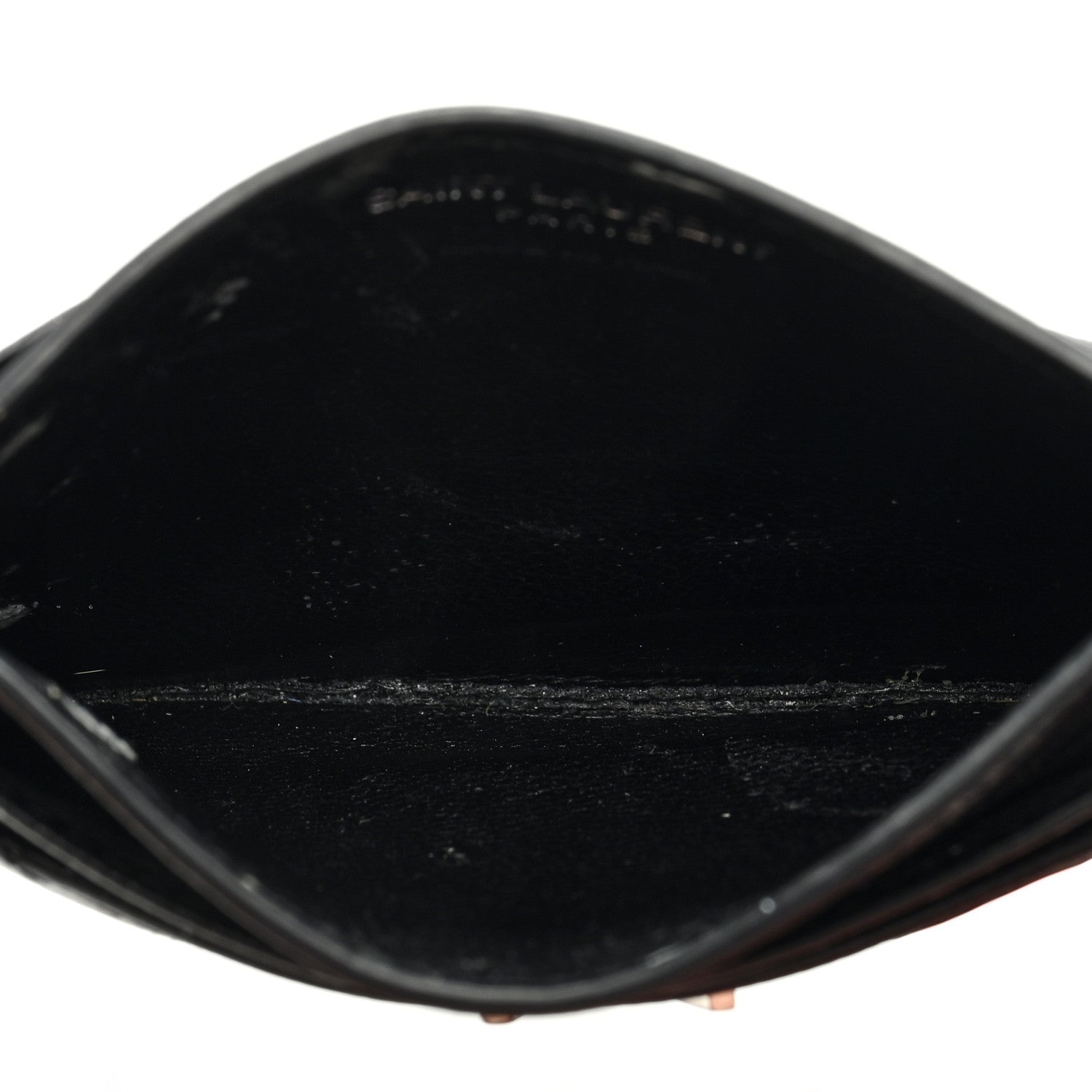 Saint Laurent Grain De Poudre Matelasse Chevron Monogram Credit Card Case Black 5 of 6
