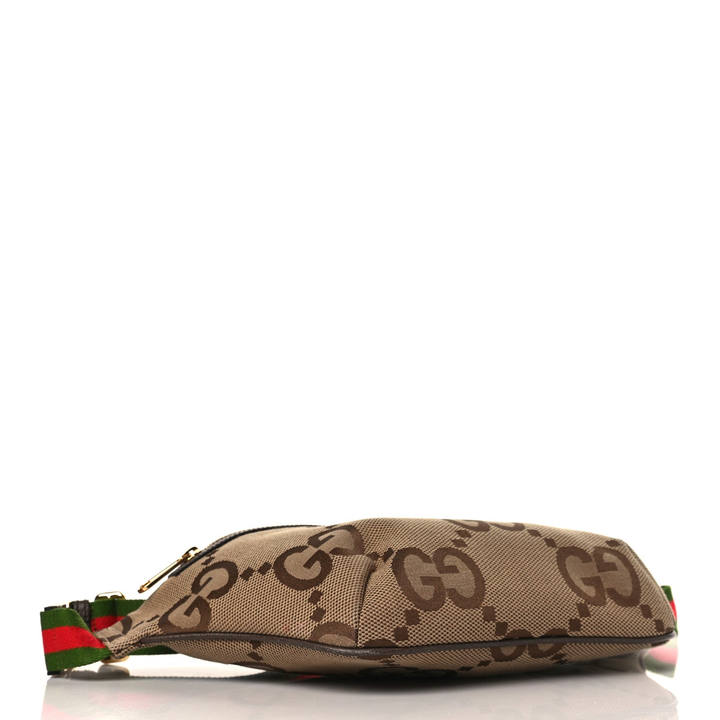 Monogram Jumbo GG Textured Dollar Calfskin Web Belt Bag Camel Ebony New Acero