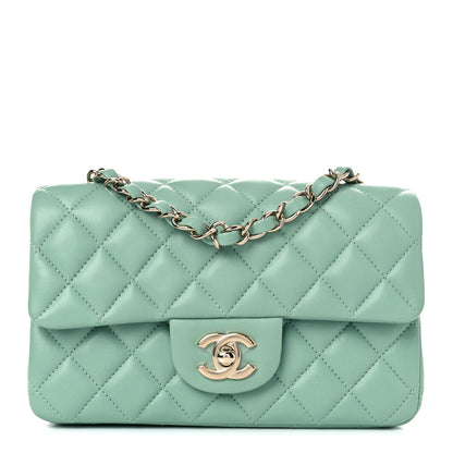 Chanel Lambskin Quilted Mini Rectangular Flap Light Green 1 of 9