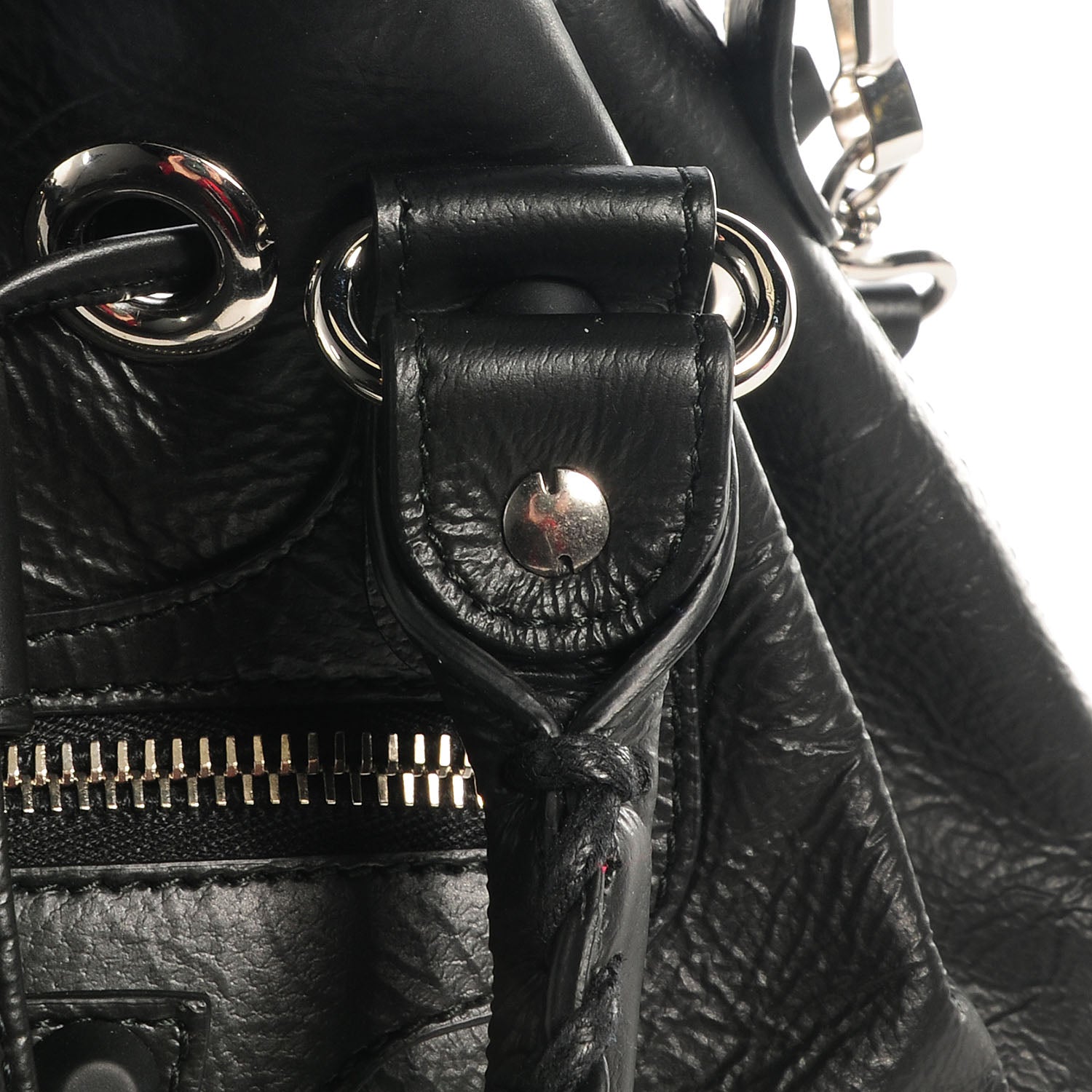 Balenciaga Matte Goatskin Rubber Covered Classic Hardware Mini Pompon Black 9 of 9