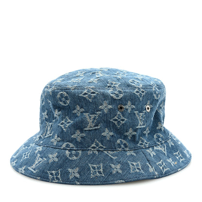 Louis Vuitton Monogram Denim Transformable Bob Bucket Hat 62 Blue 1 of 12