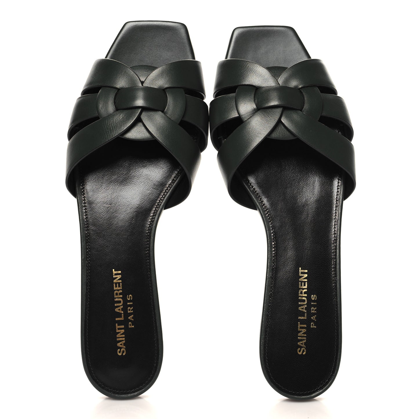 Calfskin Tribute 05 Slide Sandals 37.5 Vert Fonce