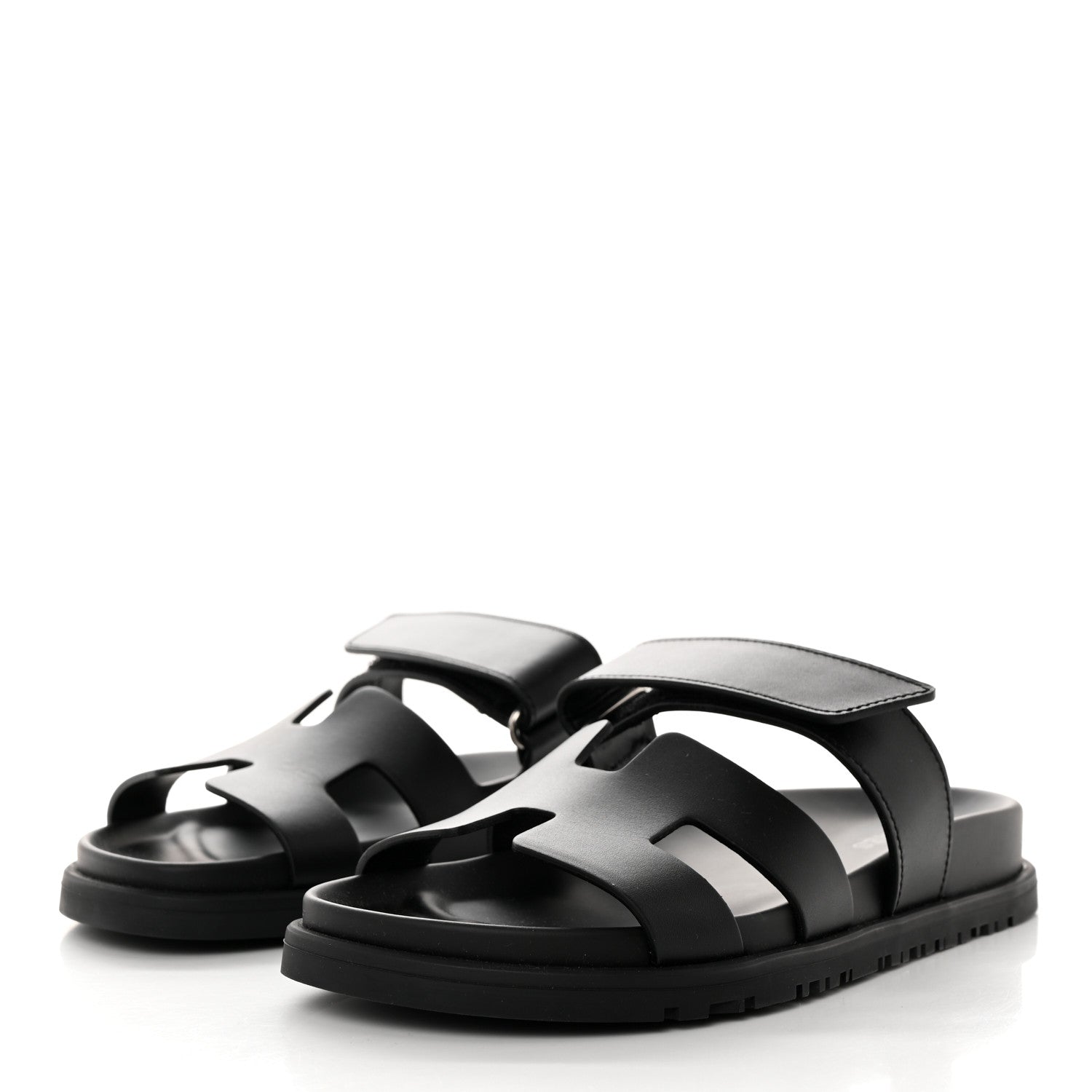 Hermes Calfskin Womens Chypre Sandals 35.5 Black 3 of 9