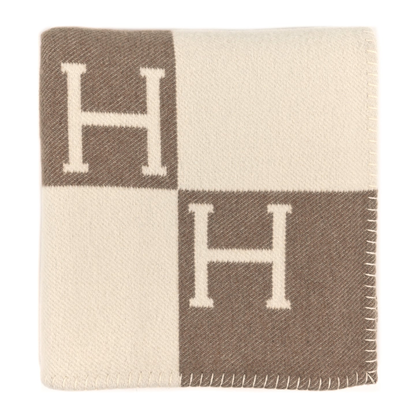 Wool Cashmere Avalon Baby Blanket Noisette Moyen White