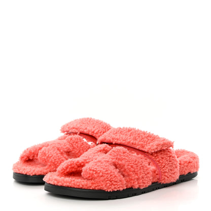 Hermes Woolskin Womens Chypre Sandals 38.5 Rose Du Desert 3 of 9