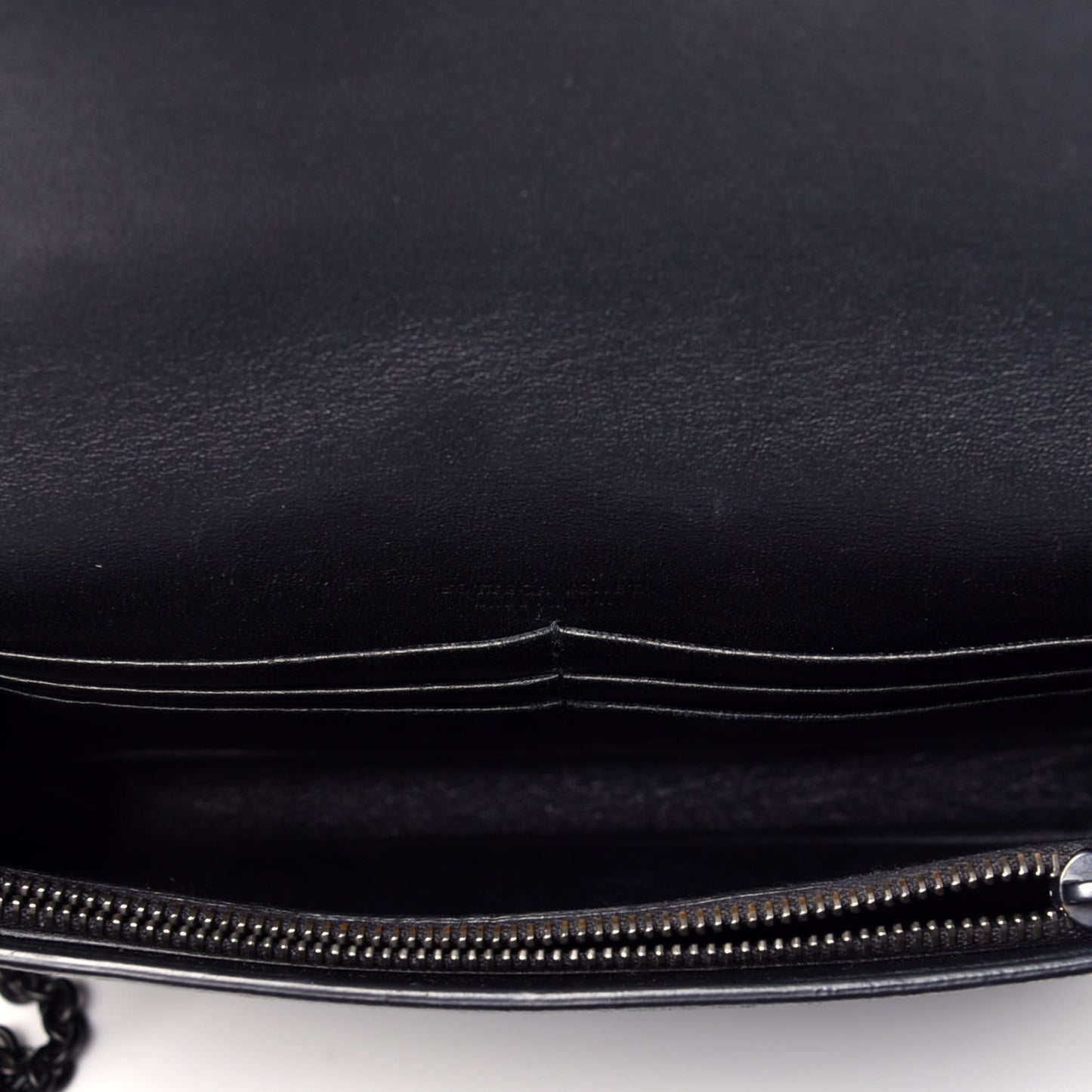 Nappa Pearl Embellished Chain Wallet Black