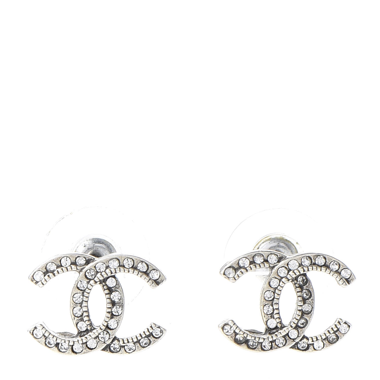 Chanel Crystal CC Earrings Silver 1 of 5