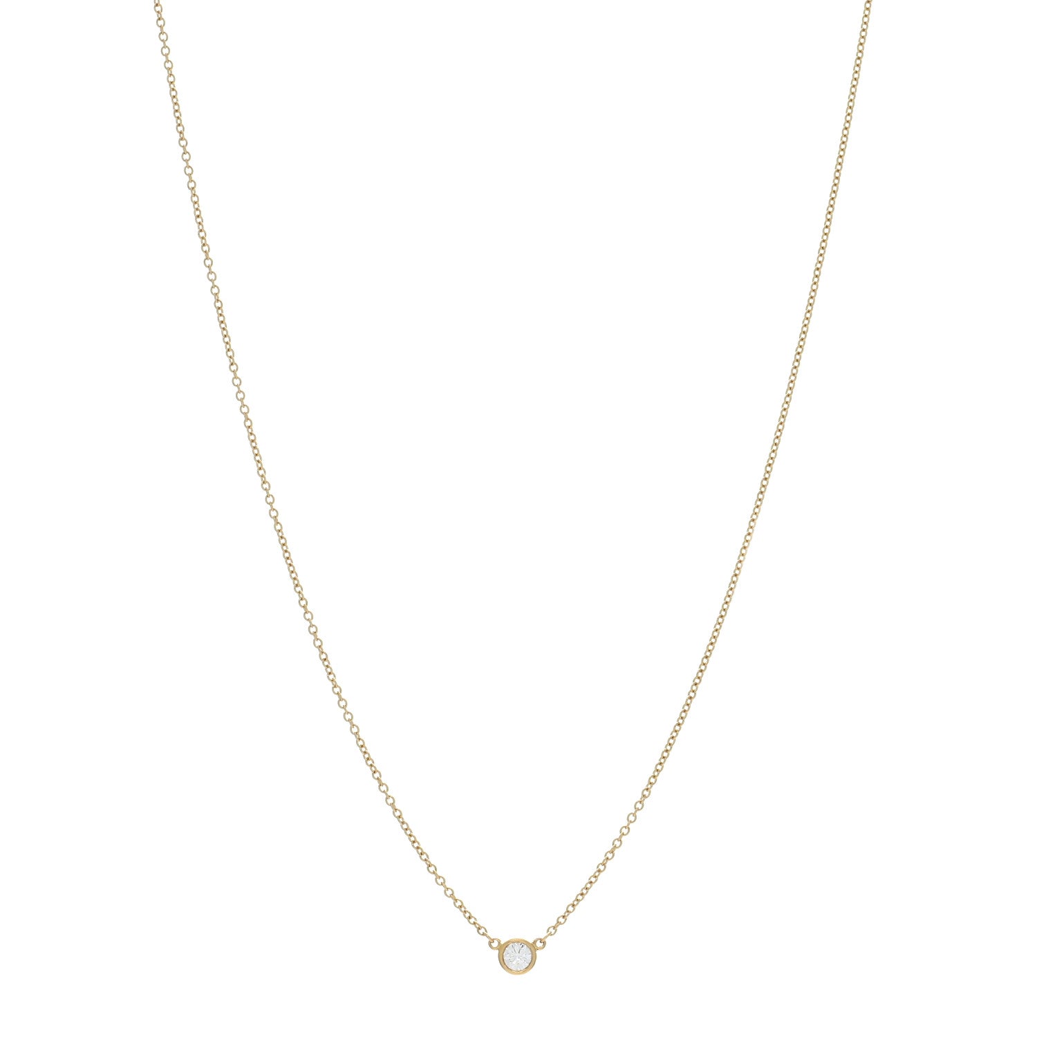 Tiffany 18K Yellow Gold Diamond .12ct Elsa Peretti Diamonds by the Yard Pendant Necklace 1 of 4
