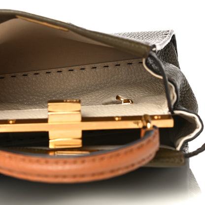 Fendi Cuoio Romano Selleria Tri-color Mini Peekaboo Iconic Satchel Aspargo Saddler Latte 8 of 15