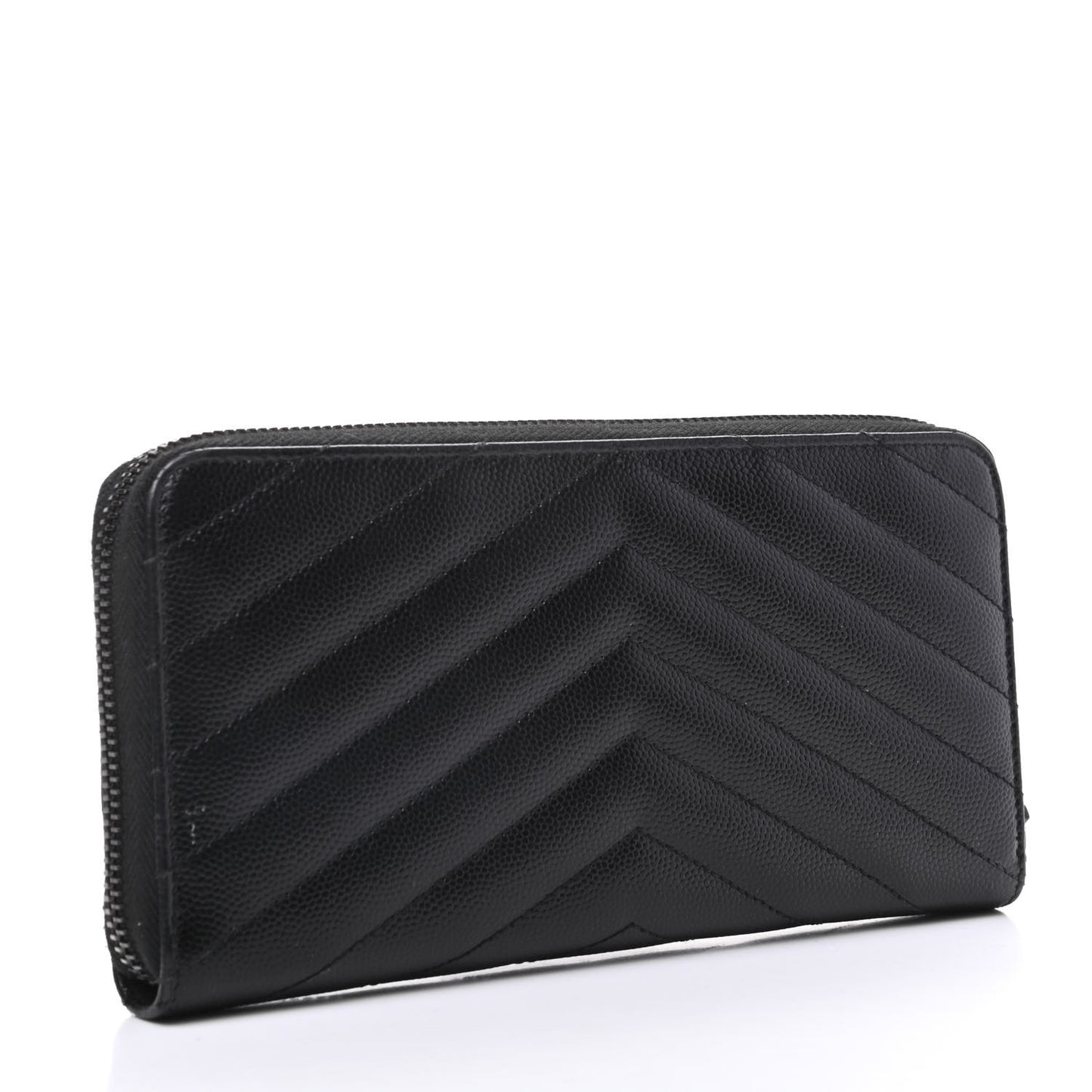 Grain De Poudre Matelasse Chevron Monogram Zip Around Wallet Black