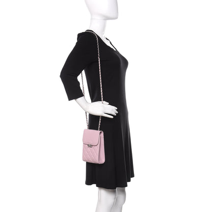 Chanel Grained Calfskin Quilted CC Box Clutch With Chain Rose 2 of 10