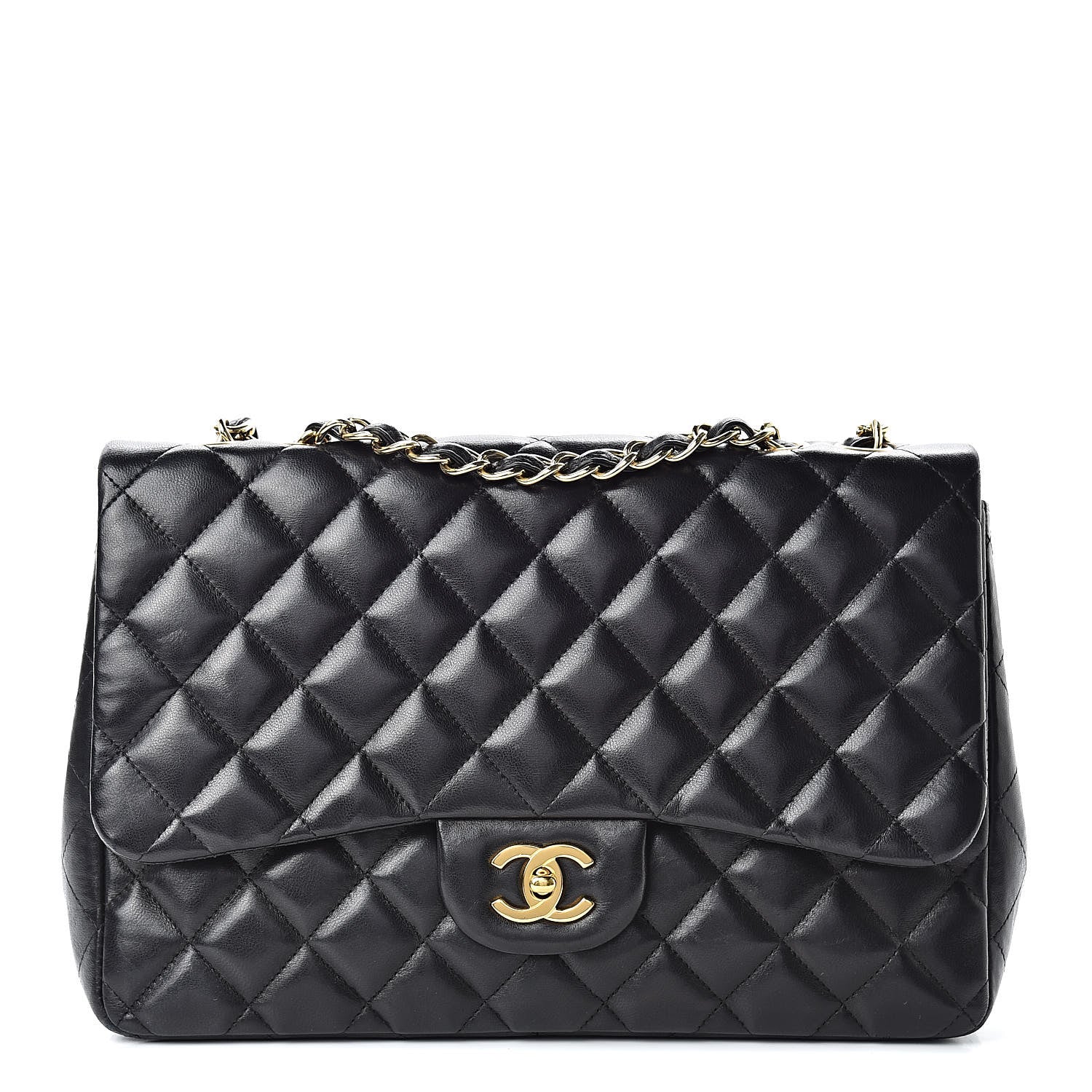 Chanel Lambskin Quilted Jumbo Single Flap Black 1 of 17