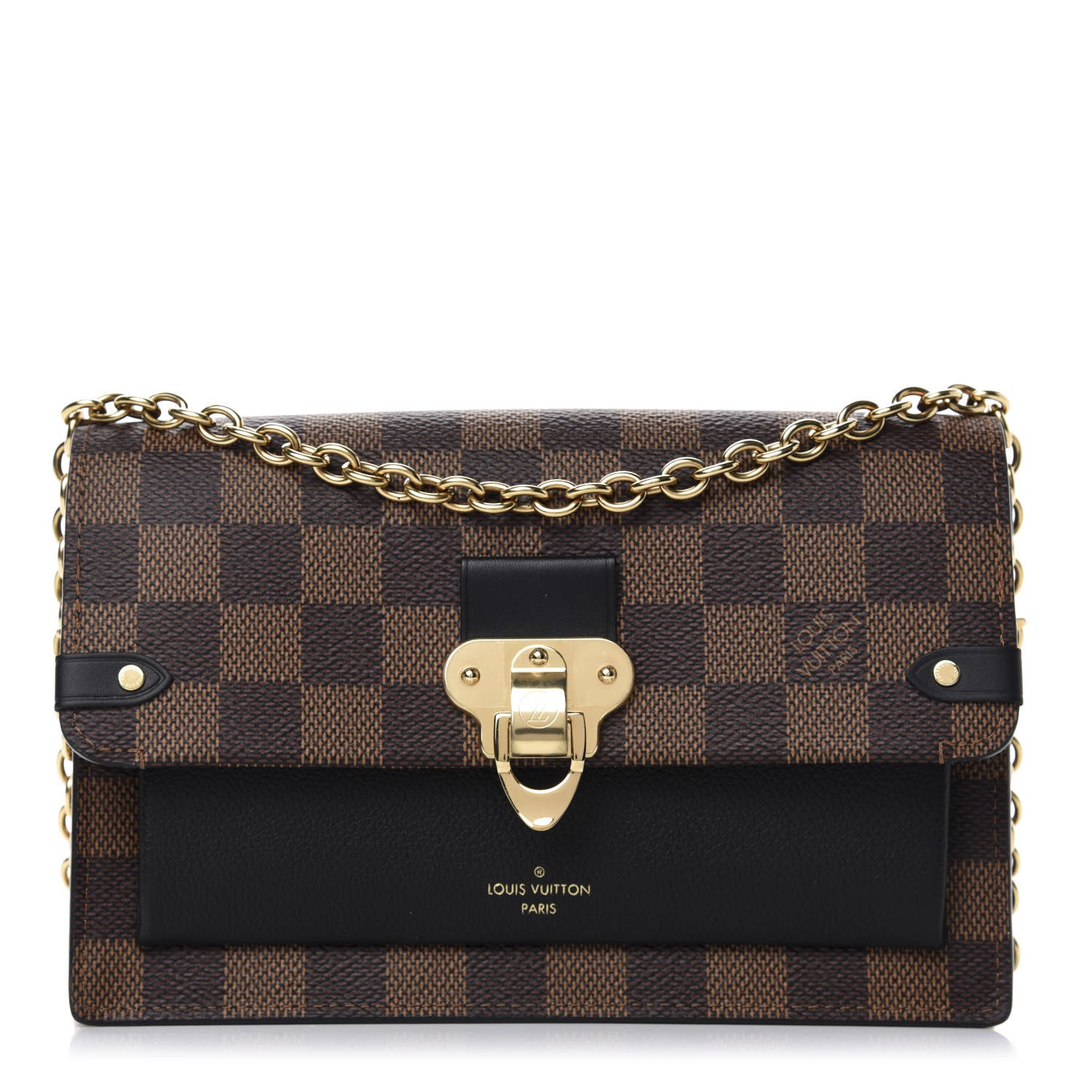 Louis Vuitton Damier Ebene Vavin Chain Wallet Black 1 of 10