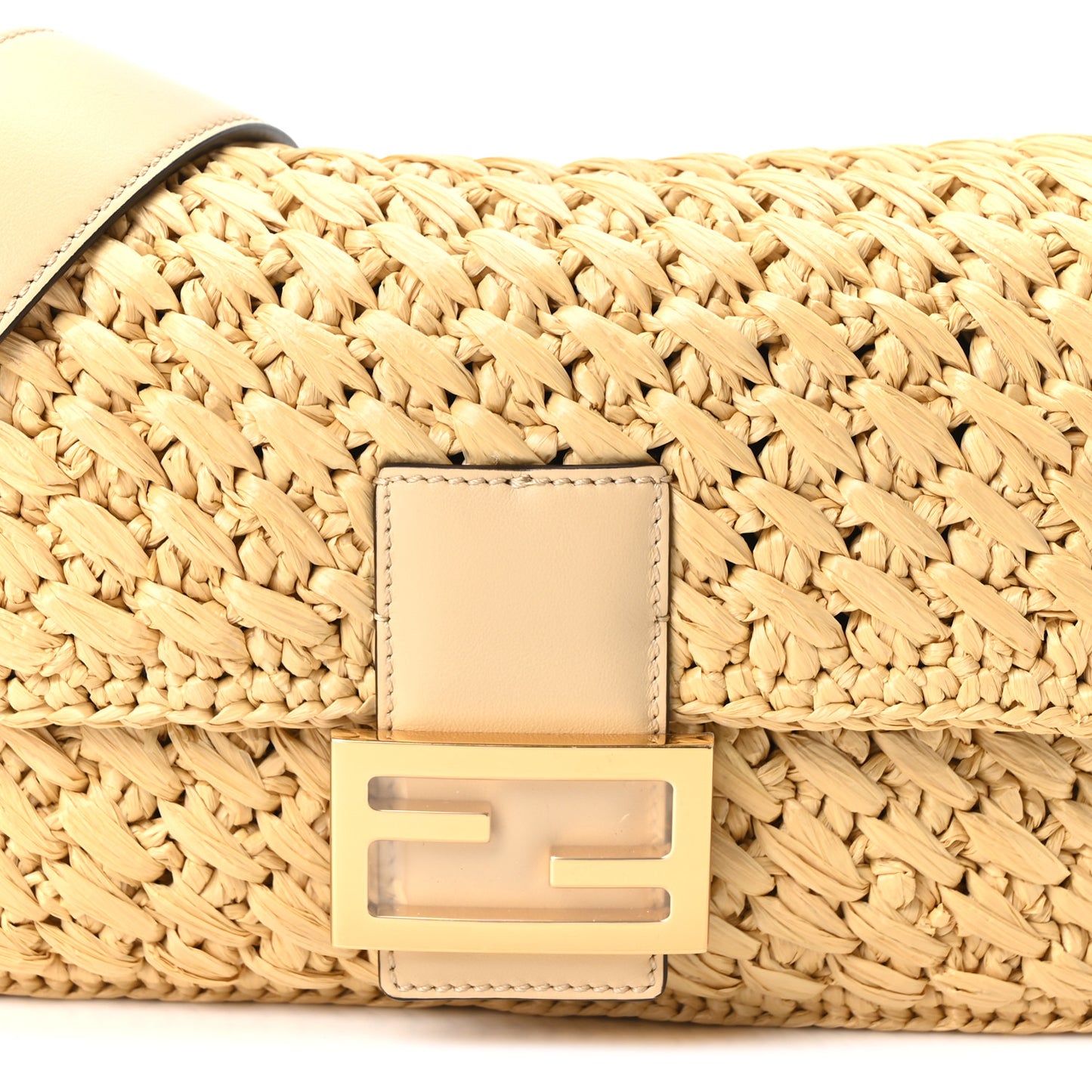 Raffia Effect Woven Baguette Natural