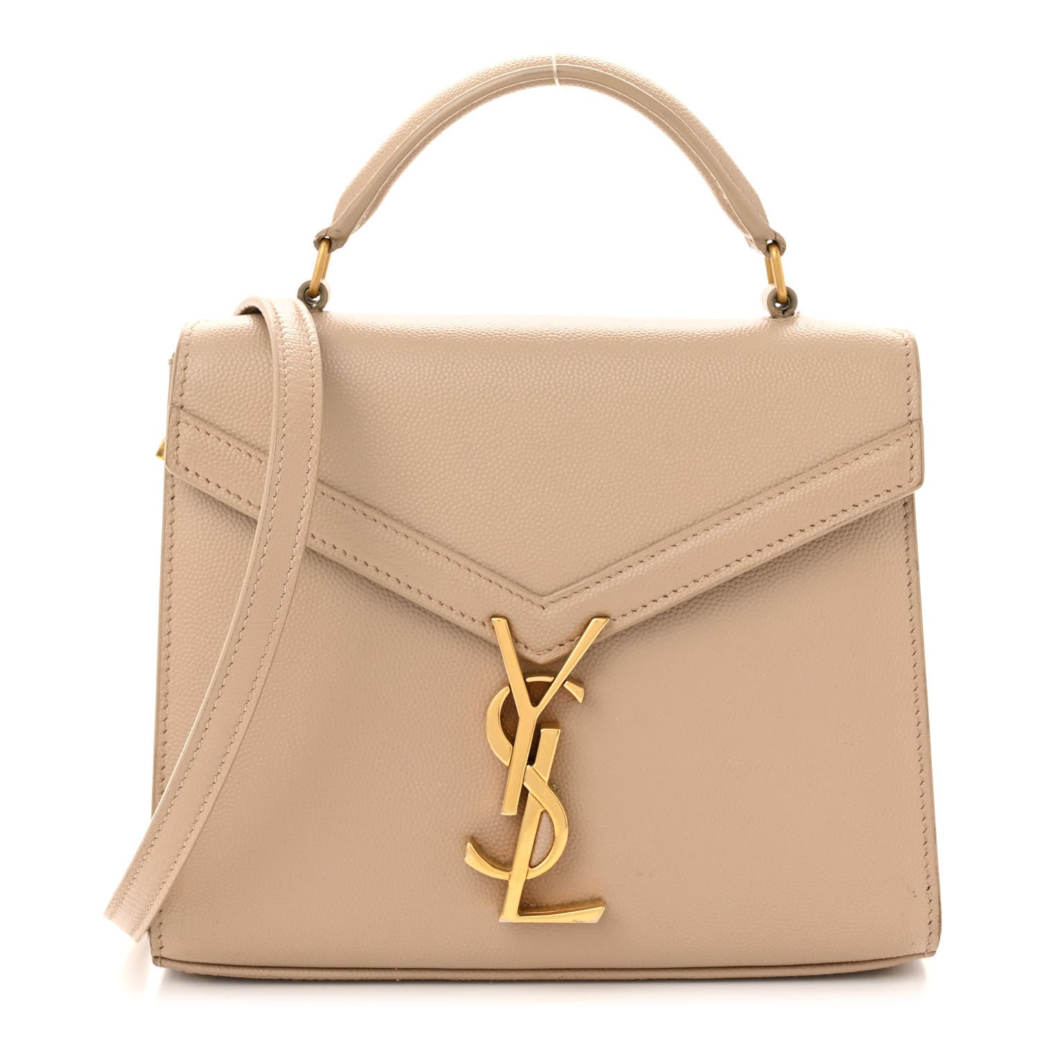 Saint Laurent Grain de Poudre Mini Classic Monogram Cassandra Top Handle Beige 1 of 11