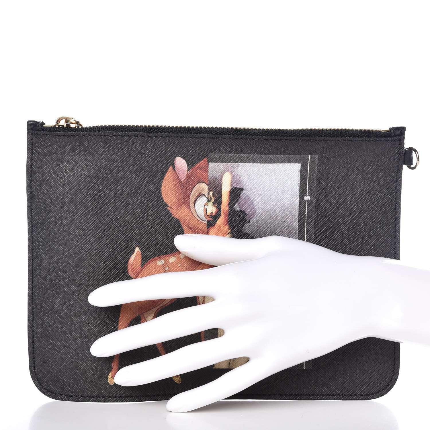 Givenchy Textured Coated Canvas Bambi Print Cosmetic Pouch Black 2 of 8