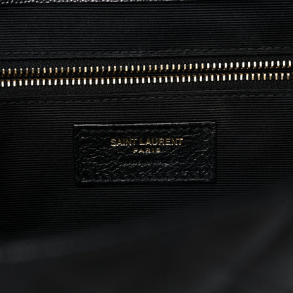 Saint Laurent Grain De Poudre Textured Mixed Matelasse Large Triquilt Monogram Satchel Black 7 of 14