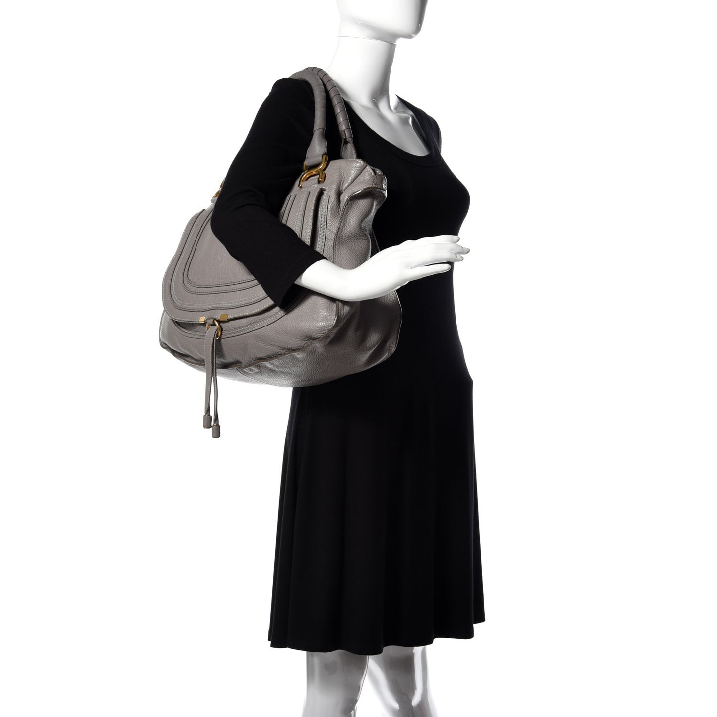 Calfskin Large Marcie Satchel Cashmere Grey