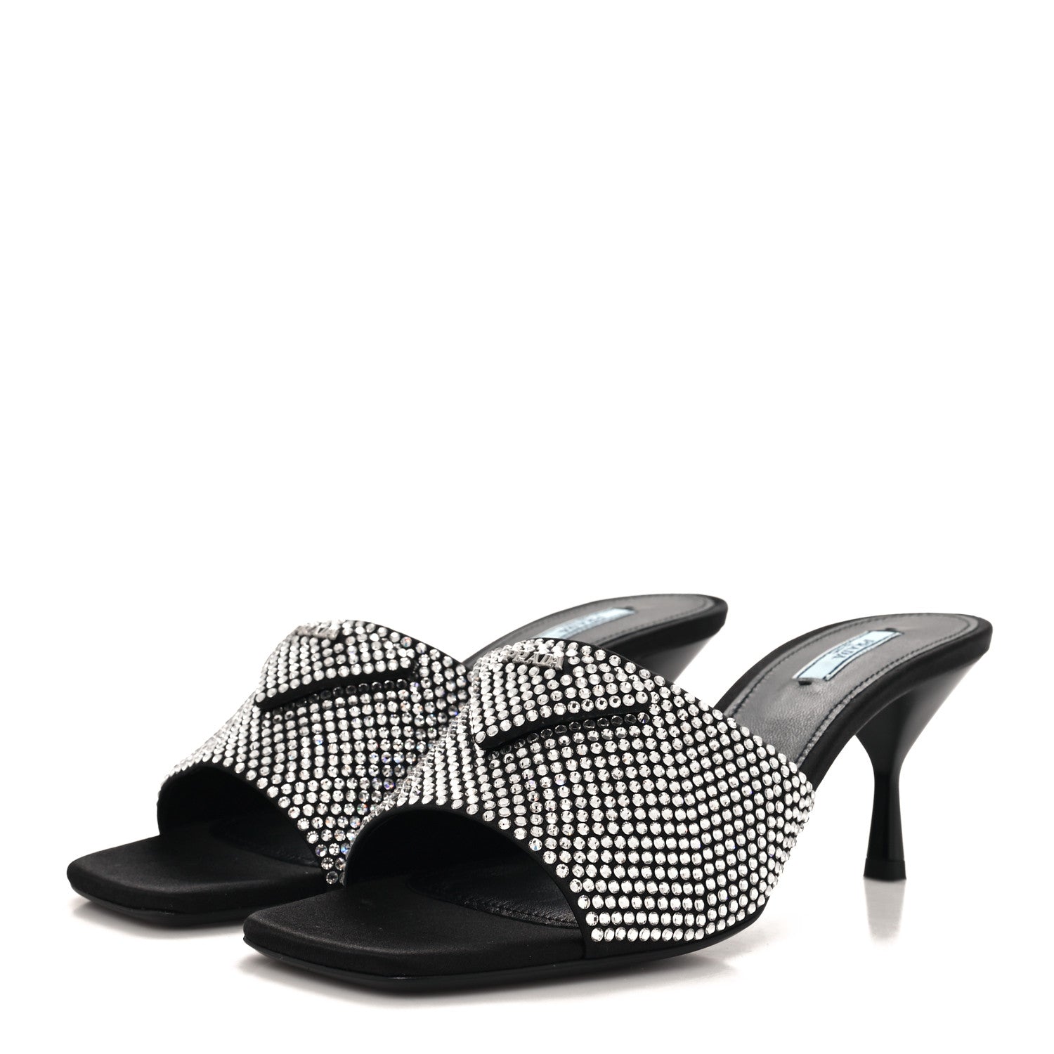 Prada Satin Crystal Logo 65mm Slide Sandals 41 Cristal 3 of 8