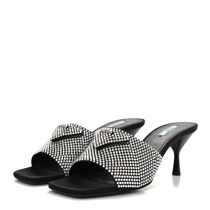 Prada Satin Crystal Logo 65mm Slide Sandals 41 Cristal 3 of 8