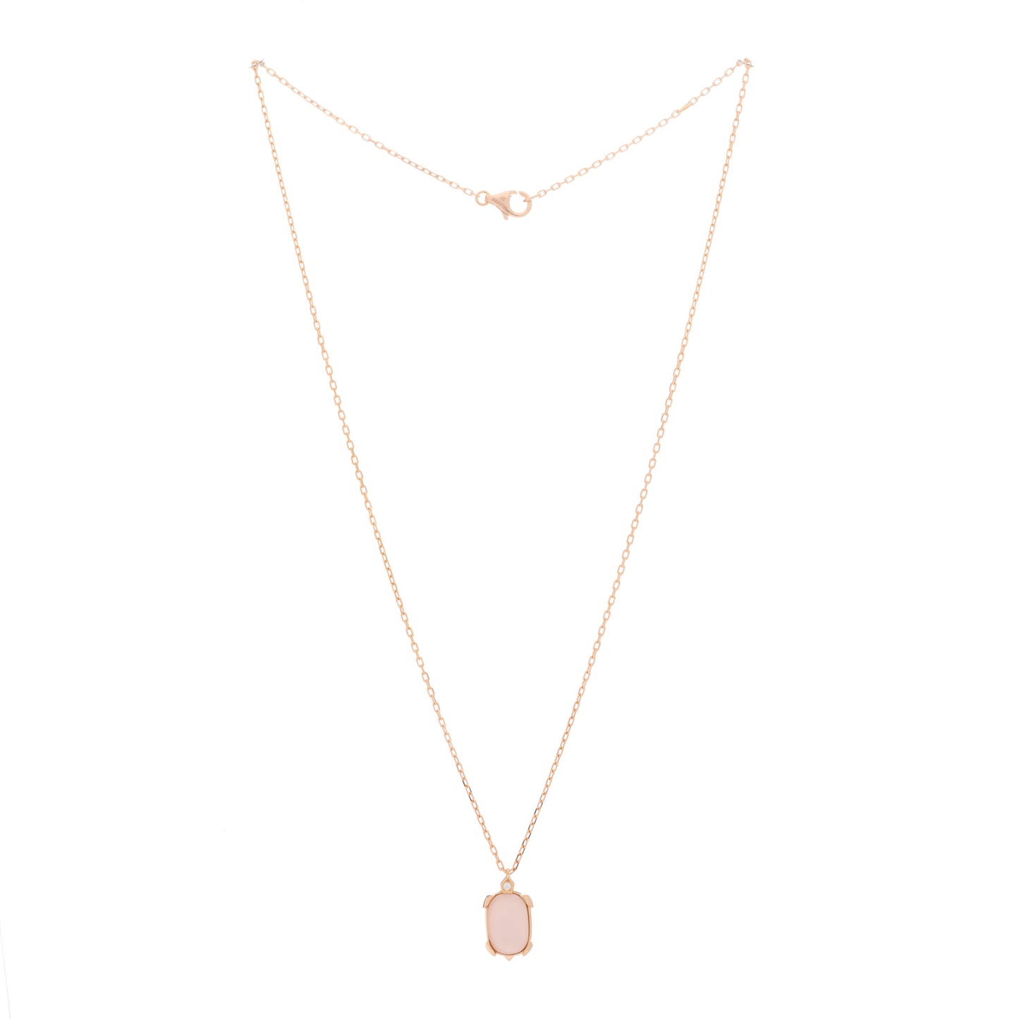 18K Pink Gold Diamond Pink Mother Of Pearl Tortue Pendant Necklace