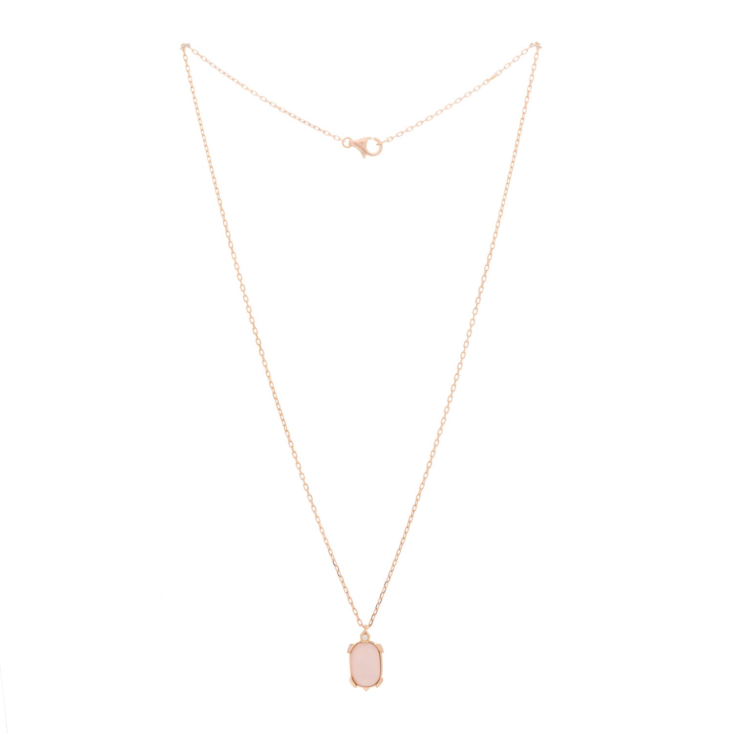 Cartier 18K Pink Gold Diamond Pink Mother Of Pearl Tortue Pendant Necklace 2 of 4