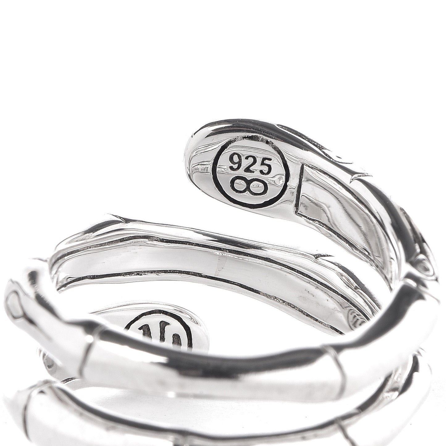 Sterling Silver White Sapphire Bamboo Wrap Ring 52 6